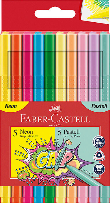 Faber-Castell Estuche de rotuladores Faber Castell 10 Colores Neón+Pastel