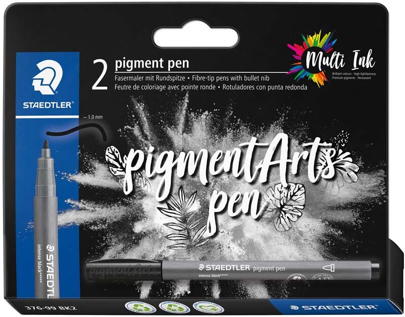 Staedtler Rotuladores pincel  Pigment Arts negro 2 unidades