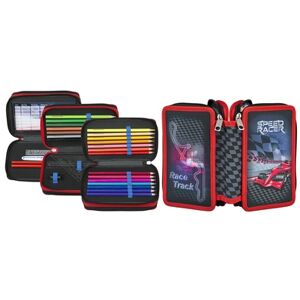 Scooli Trousse d'ecole garnie Triple Decker Speed Racer