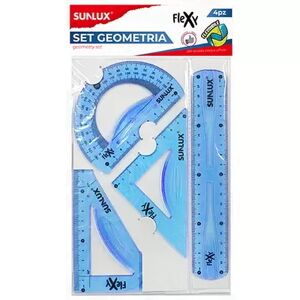 Offertecartucce.com Kit Geometria Sunlux righello squadre e goniometro colore blu conf. da 4 pz.