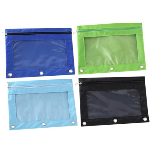 CAXUSD 4 Stuks Losbladige Schrijfzak Etui Met 3 Ringen Mesh Etui Envelopbinderzakken Etui Voor Bindmiddel Clips Bindmiddel Zak Binder Documententas B5 Kunststof Los Blad Pennenzak