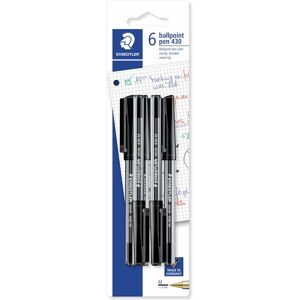 Staedtler Stick 430 Black Ballpoint Pens (Pack Of 6)