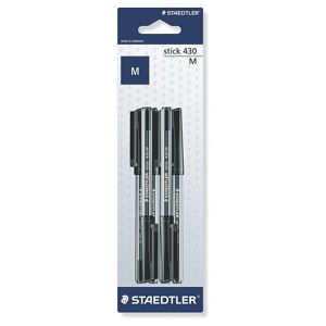 Staedtler Back to School essentials, stick ballpoint pen medium black 6pk