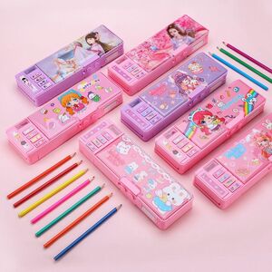 XYlingyang Plastic Pen Case Double-layer Stationery Box Princess Style Pencil Case  Girl
