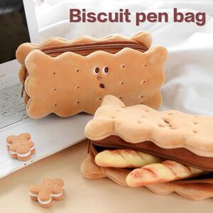 Oigey 1X Biscuit Shape Pencil Box Plush Cookies Pencil Bag Large-Capacity Pencil Case