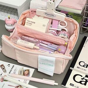 SHshiyan Solid Color Pen Bag Large Capacity Pen Box Kawaii Pencil Case  School Office Supplies