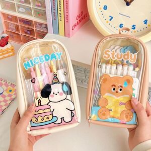 Popularity-School supplies Pencil Case Transparent Large-capacity Student Pencil Case Cute Girl Creative Simple Pencil Case Stationery Bag