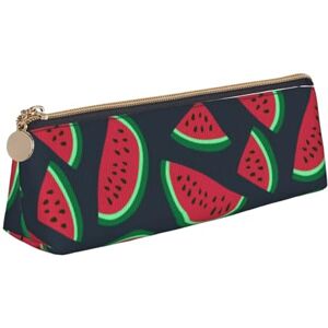 KUDGAWGS Red Watermelon Triangle Leather Pencil Cases for Girls Boys, Pencil Case Pen Bag Pouch Pencil Organiser for School Office Kids Teens Adults