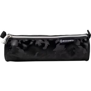 EXACOMPTA - Ref 52930E - 1 Round CAMO Pencil case in Polyester and PU Camouflage Effect Tone on Tone - Lined with Polyester - can Hold a Double Decimeter - Random Colors: Grey or Black