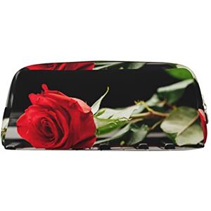 Cpoeixyqlzf FLYIFE Red Rose On Piano Printed Leather Pencil Case for Students Girls Boys - Pencil Pouch Pen Bag School Office Stationery Makeup Bag Stationery Bag, Gold