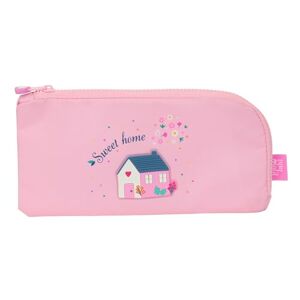Safta Glowlab Kids Sweet Home – Flat Pencil Case, Recyclable Fabric, Children's Pencil Case, Ideal for School-Aged Children, Comfortable and Versatile, Quality and Resistance, 23 x 1 x 11, Pink, Pink,