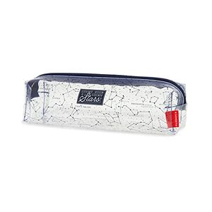 Legami Milano Transparent Pencil Case, 19.5 x 5.5 cm, for Pens, Pencils, Highlighters, Crayons, Make-up, Transparent TPU, Zip, Stars, Stars, Single