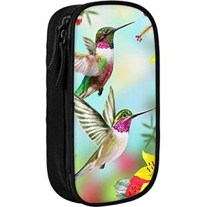 ASEELO Hummingbirds Red Flower Hibiscus Printed Large Capacity Double Layer Pencil Case For Office College