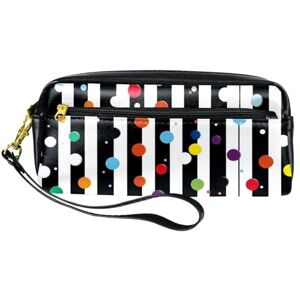 W4is1zpbykhp VTGHDEEQ Pencil Case Pouch,Pencil Pouches,Black and White Stripe Dot,Pen Case