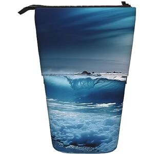 Dpfedl-Ertoy SJOAOAA Telescopic Pencil Case Pencil Pouch Stand Up Blue Ocaen Seascape Print Pencil Holder Pen Pouch Cosmetics Bag with Zipper for Men Women