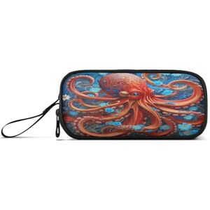 Nyeu NYYYTTTEU Abstract Red Octopus Student Pencil Case Pouch Pen Bags for School Girls Boys