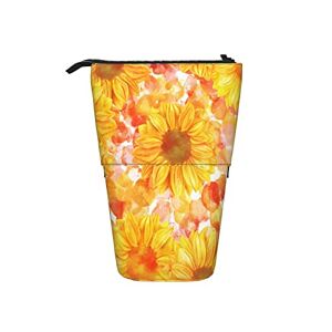 LOUJIN Telescopic Pencil Case Sunflower Standing Pen Holder for Boys Girls Durable School Supplies Pencil Box Stationery Pouch