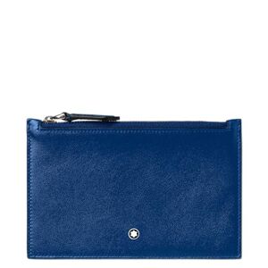 Montblanc 130453 Leather Card Holder with Zip Blue 15cm x 10cm x 0.5cm, Blue, 15cm, Modern