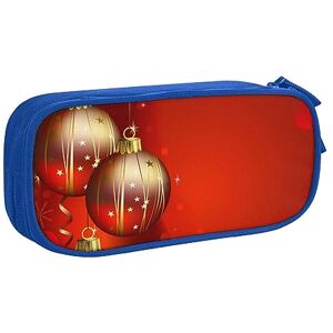 Bbosiiexea AABSTBFM Christmas Red Lantern Pencil Case Pen Pouch Bag with Zipper, Blue Large Capacity Pencil Box for School, Office, and Travel