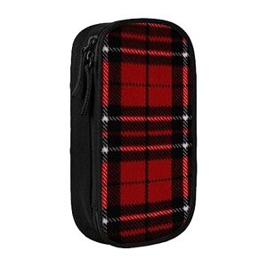 VGFJHNDF Red and Black Plaid Pencil Pen Case Compartment Pencil Box Bag Organizer for Office College School Adult Teen Girl Boy,Black