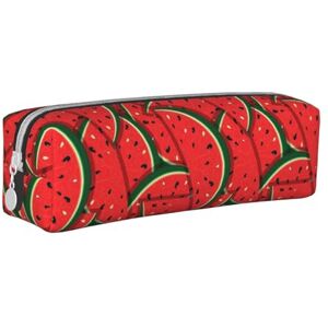 HAHAFU Red Watermelon Cute Pencil Case for Girls Boys,Print Leather Stationery Organizer Box School Office Pencil Case