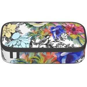 Avlyntkiop avlyn Flowers Birds Leaves Branches Pencil Case Large Capacity Pencil Bag Pen Pouch Makeup Bag for Girls Boys School Office and Travel