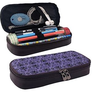 RFSHOP Horror Pattern On Purple Background Pencil Case Big Capacity Pencil Pouch,Zipper Pen Bag Durable Leather Pencil Case