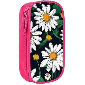 Odddot Oxford Cloth Pencil Case - Durable and Stylish Pen Case for School and Office Supplies Floral Flowers Daisies