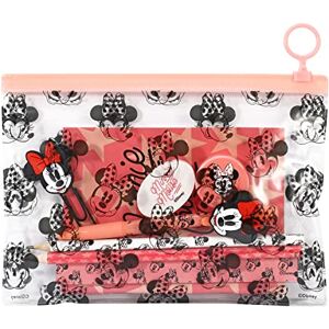 Cerdá Minnie Mouse 9pcs Transparent Filled Pencil Case Stationery Set Waterproof Boys Girls Kids Children School Travel Exam