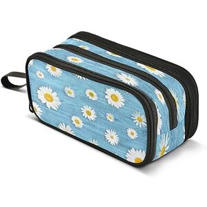 Mnsruu Daisy Floral Pencil Case Boys Girls Pen Bag Large Capacity School Office Stationery Organizer Pencil Pouch Holder Zipper Kids Teens Adults