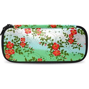 Generic Pencil Case School College Supplies Tropical Red Plants Leaves Flower