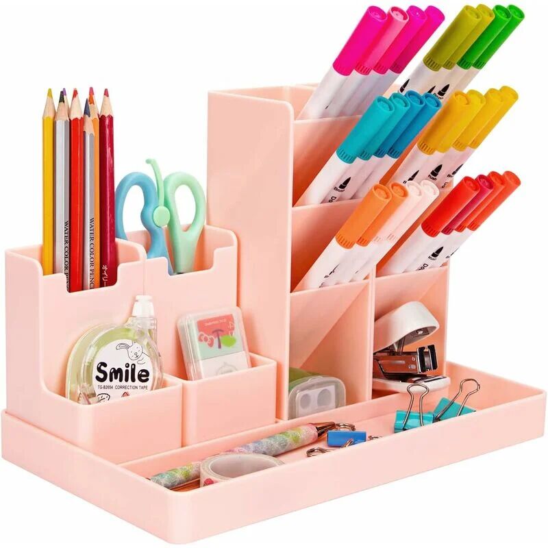  Toplive Desk Pencil Pen Holder, Office Desk Organizers Desktop  Storage Pen Organizers with 3 Independent Drawers Stationery Supplies for  Office,School,Home,Pink : Office Products