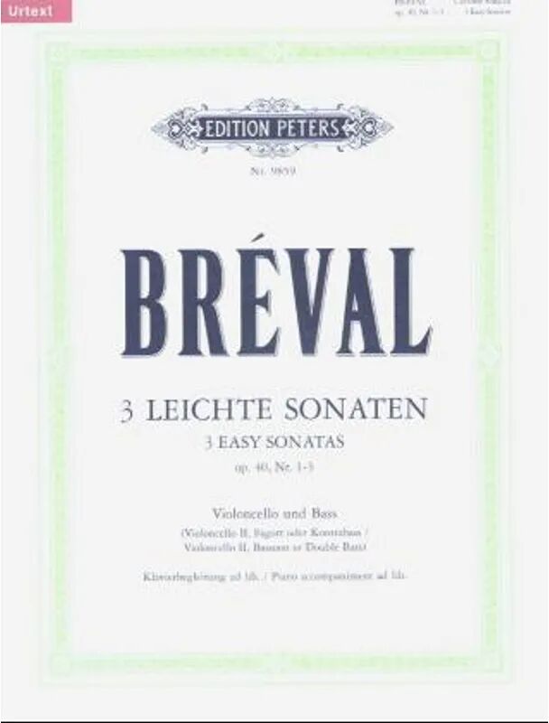 Edition Peters Drei leichte Sonaten für Violoncello und Bass, op.40, 1-3