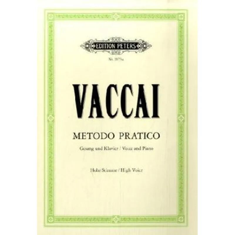 Edition Peters Metodo pratico di Canto italiano, Gesang und Klavier, hohe Stimme