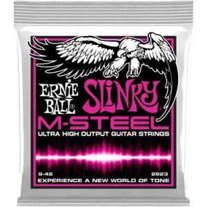 Ernie Ball Jeux de cordes électriques 009/ 2923 M-STEEL SUPER SLINKY 9-42 - Publicité