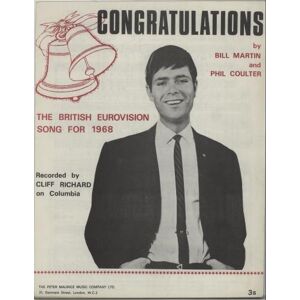 Cliff Richard Congratulations 1968 UK sheet music SHEET MUSIC