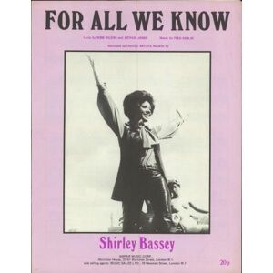 Shirley Bassey For All We Know 1971 UK sheet music SHEET MUSIC
