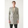 Avva Men's Light Gray Slits Woolen Cuffed Comfort Fit Comfortable Cut Coat Other XL male