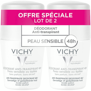 Vichy Déodorant Anti-Transpirant Peaux Sensibles 48h Roll-On Lot de 2 x 50ml - Publicité