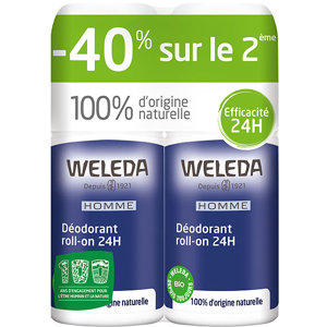 Weleda Homme Déodorant 24h Roll-On Bio Lot de 2 x 50ml - Publicité