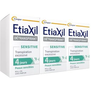 Etiaxil Déodorant Détranspirant Traitement Transpiration Excessive Aisselles Peaux Sensibles Roll-on Efficacité 4 jours -15 ml Lot de 3 - Publicité