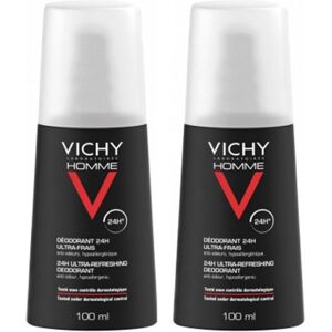 Vichy homme déodorant 24h vaporisateur ultra-frais 2x100ml - Publicité