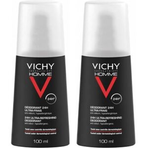 Vichy homme déodorant 24h vaporisateur ultra-frais 2x100ml - Publicité