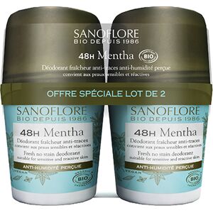 Lot Déodorant Bio 48H Mentha Sanoflore