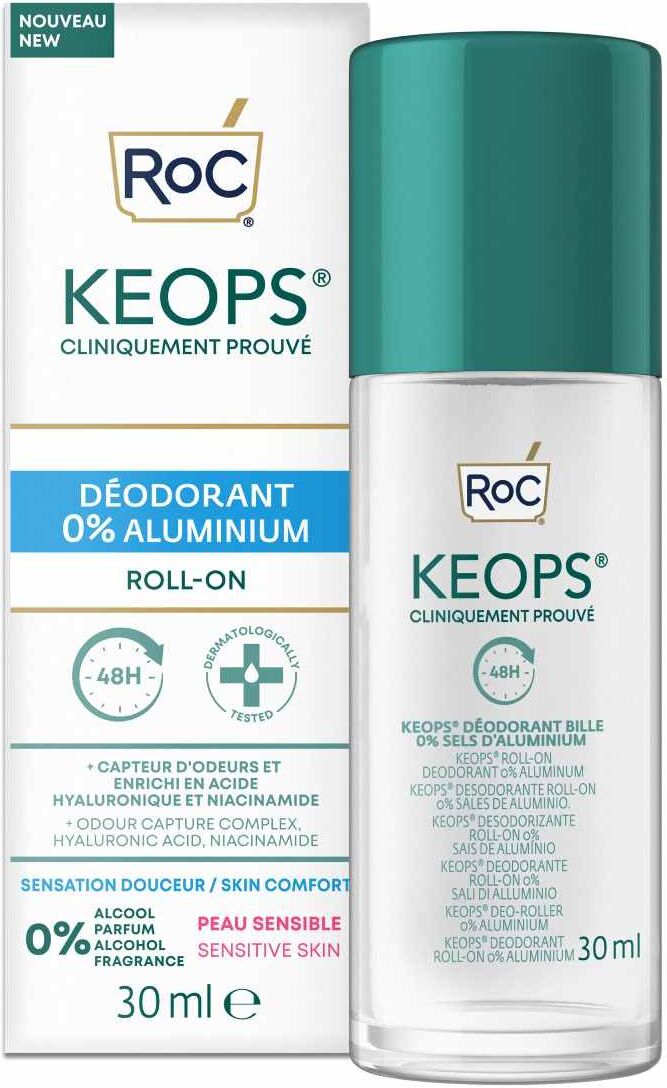 Roc Keops Deodorante Roll On 0% Sali Di Alluminio 30ml