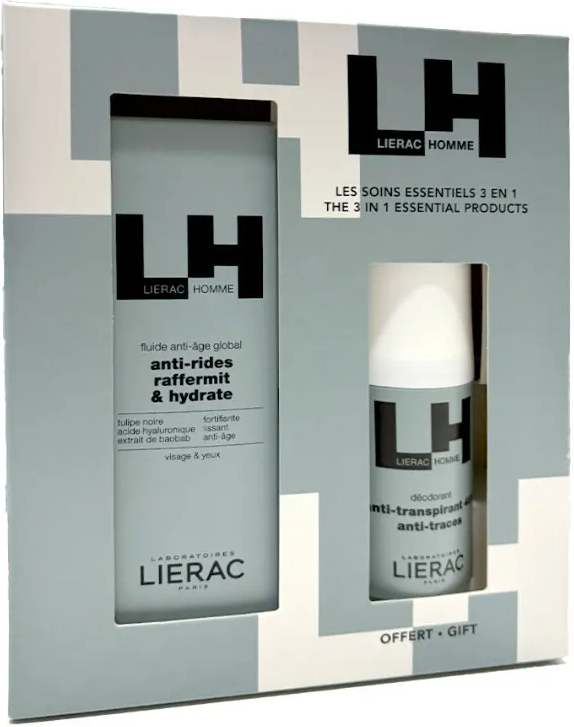 Lierac homme cofanetto fluido anti-età 50 ml + deodorante 50 ml in regalo