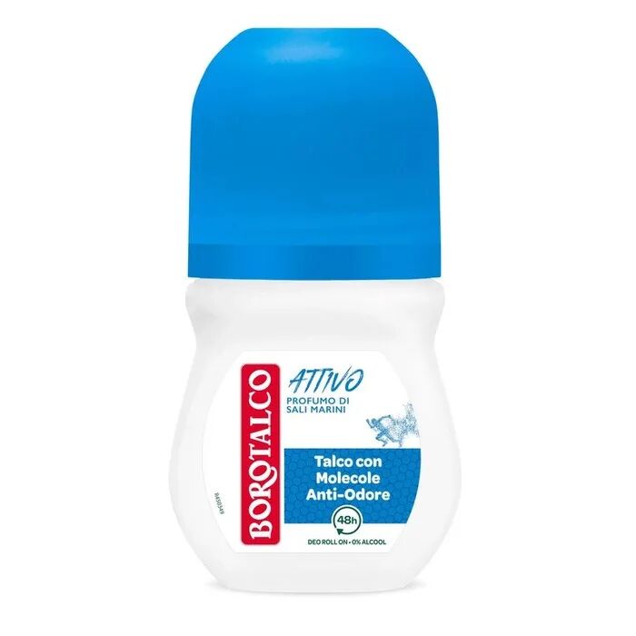 Borotalco Deodorante Roll-On Attivo Blu Anti-Odore Efficacia Fresca Senza Alcool 50 ml