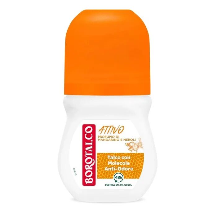 Borotalco Deodorante Roll-On Attivo Arancione Anti-Odore Senza Alcool Profumo di Mandarino e Neroli 50 ml