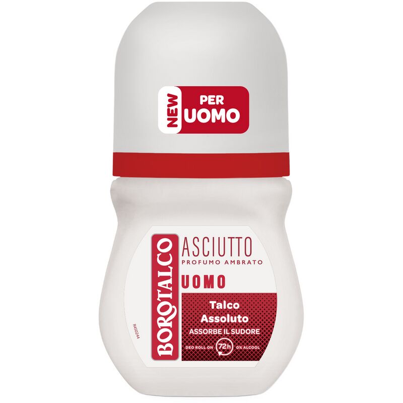 Borotalco Deodorante Uomo Roll-On Asciutto Ambrato Profumo Ambrato 50 ml
