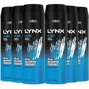 6pk Lynx 48H Fresh Deodorant & Body Spray - Ice Chill   6 x 200ml